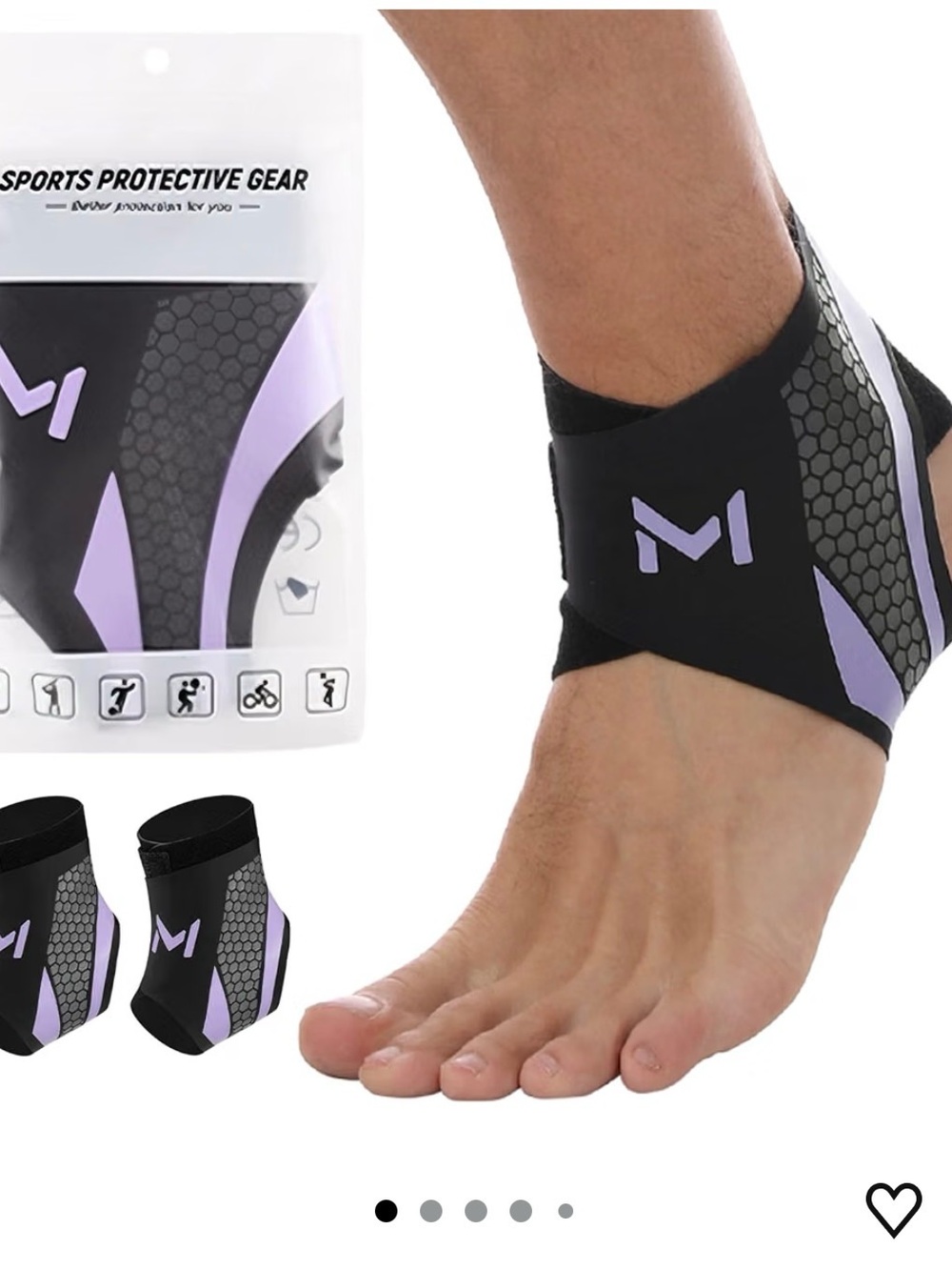 Athletic Ankle Brace Compression Support - Black with Lavender Accent